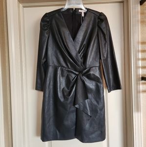 NWT Rebecca Taylor vegan leather dress Black Size 6